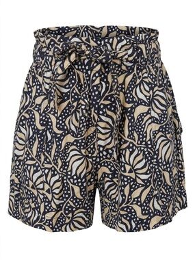 Omika Boho Print Ruffle Shorts XS Tie Waist Festival Coastal Chic